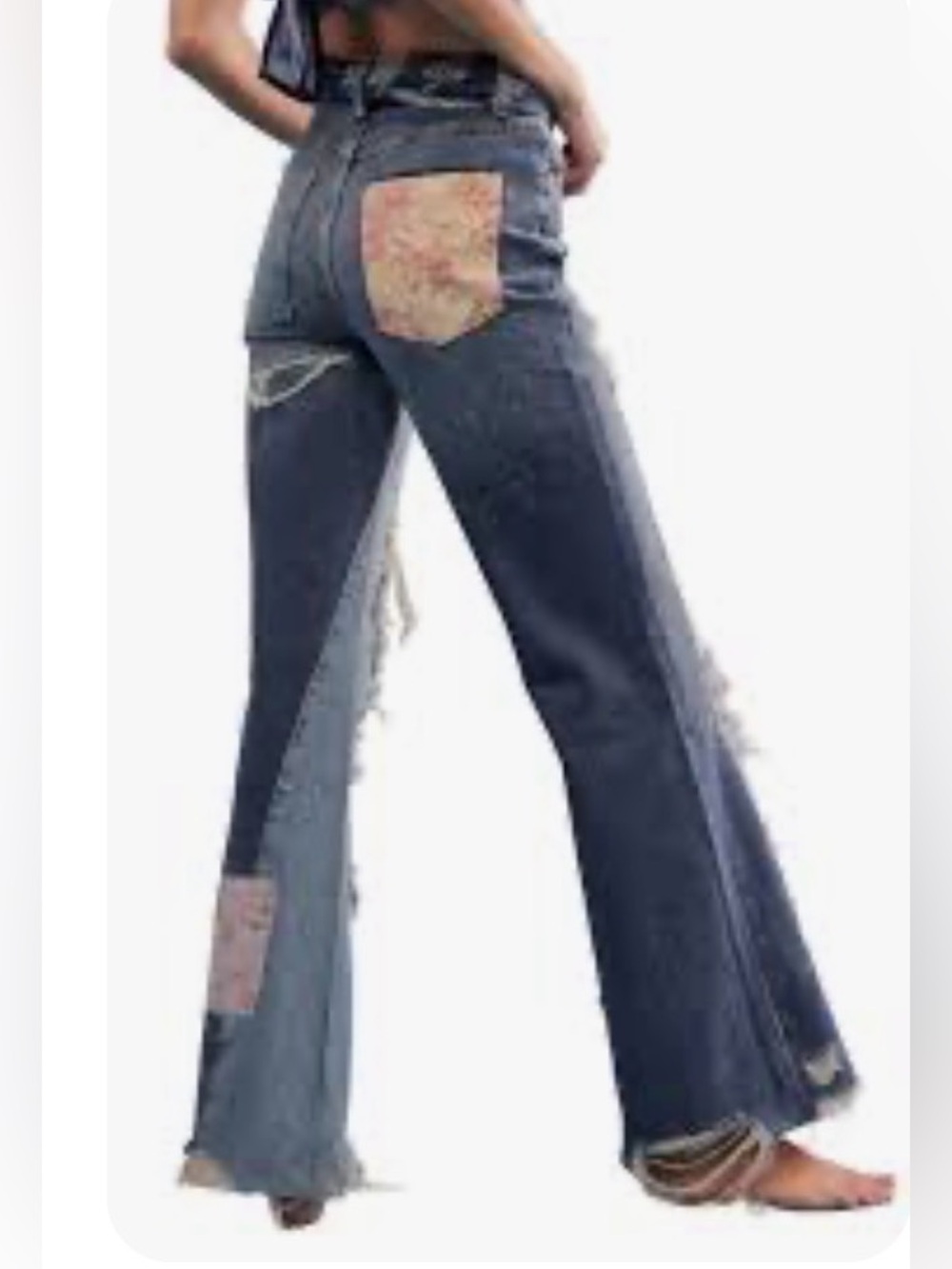 Free People Love Story High Waist Rip & Repair Patchwork Flare Jeans